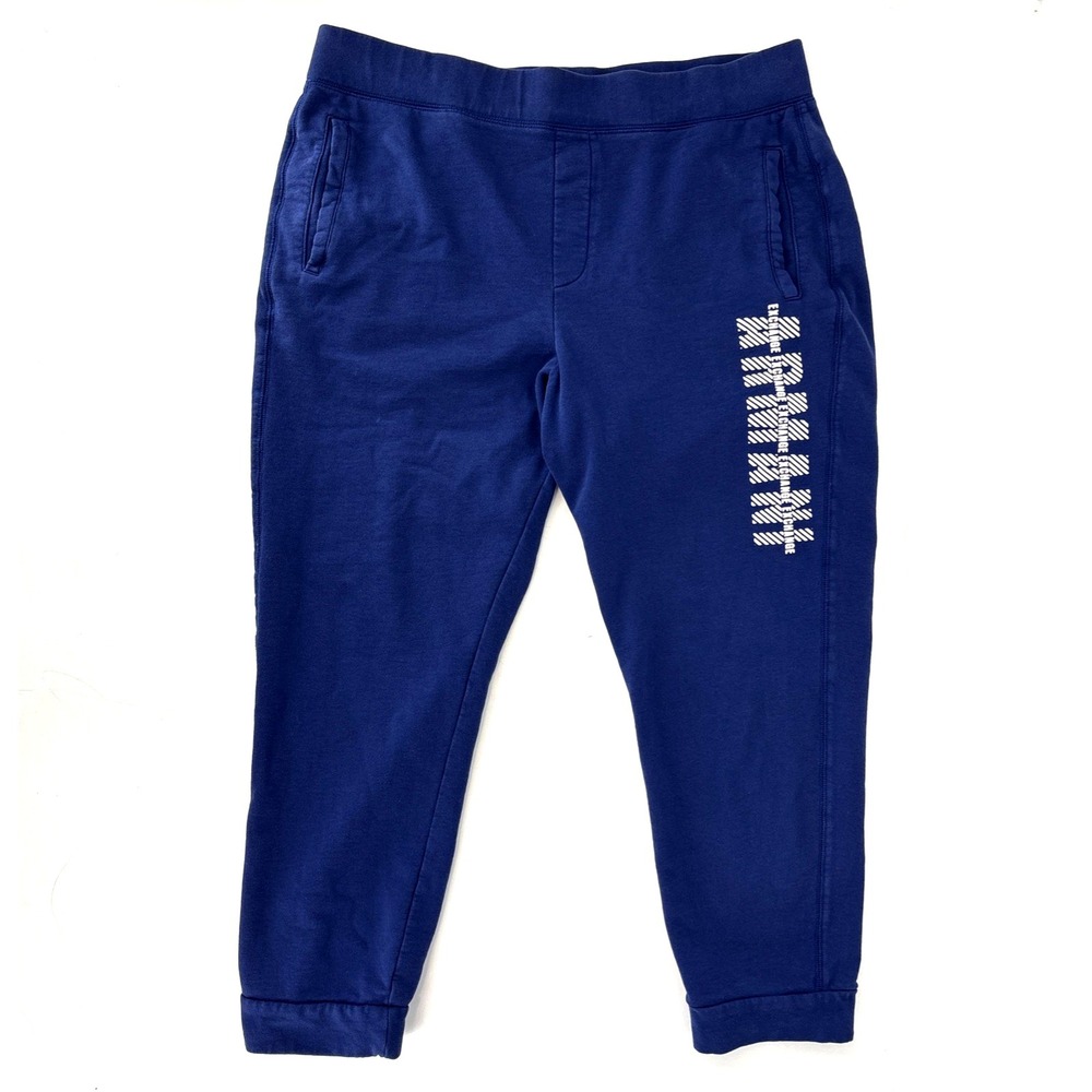 Armani Exchange Womens Blue Logo Spell Out Crop Jogger Sweatpants‎ Size XL